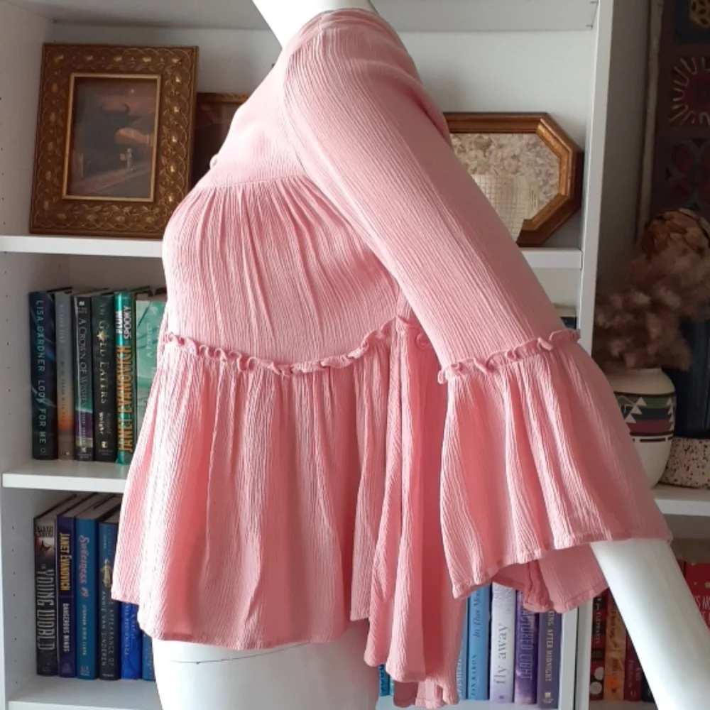 My story pink bohemian flowy blouse P5195 - Picture 3 of 7